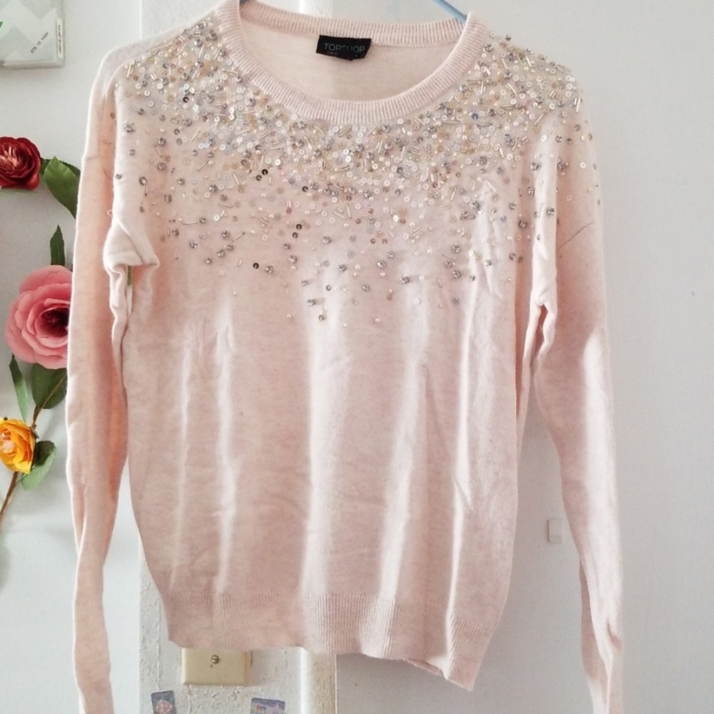 Topshop beaded sequin sweater